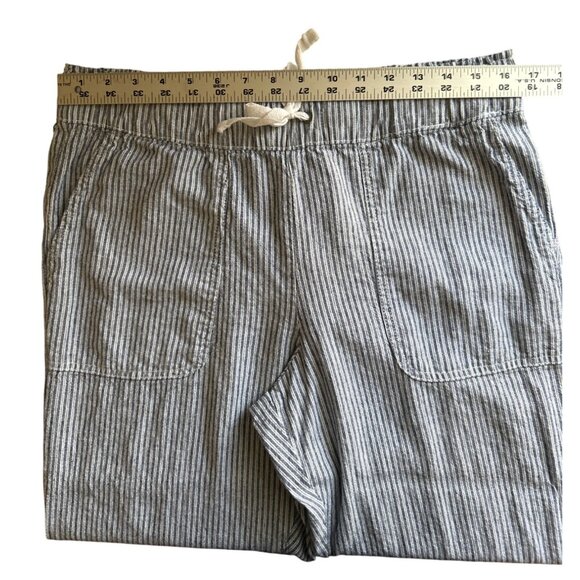Purple & More Striped Linen Blend Elastic Waist Cropped Pants With Pockets Med - Picture 5 of 7